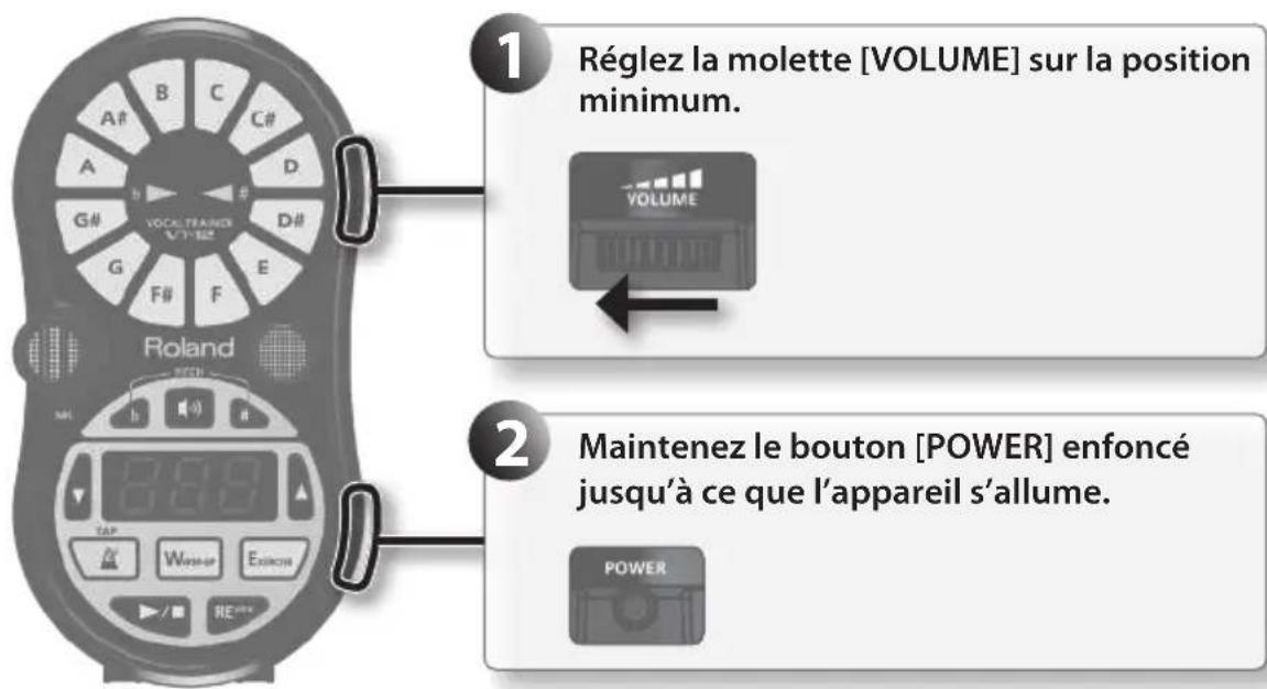 ROLAND VT12 - Mise sous tension de l'ordinateur - 1
