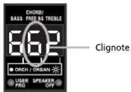 CHORD/ BASS FREE RS TREBLE 662 ORCH / ORGAN USER SPEAKER PRO OFF Clignote