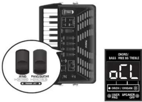 WIND Piano/GUITAR CHORD/ BASS FREE BS TREBLE 0.0 L ORCH / ORGAN USER SPEAKER OFF PROD