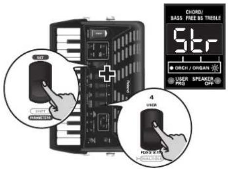 CHORD/ BASS FREE BS TREBLE 96r ORCH / ORGAN USER FRG SPEAKER OFF 4 USER FUSHER/01/02 FUSHER/01/02