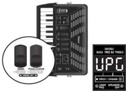 WIND PANQ/GUITAR CHORD/ BASS FREE BS TREBLE UPC ORCH / ORGAN USER PNG SPEAKER OFF