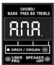 CHORD/ BASS FREE BS TREBLE 8.7.9. ORCH / ORGAN USER SPEAKER PRG OFF