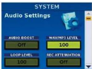 ROLAND FR8X - Pression sur [DOWN] à la page principale pour acceder au réglage 'WAV/MP3 LEVEL' - 1