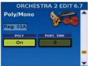 ROLAND FR8X - Paramètres 'POLY/MONO' et 'PORT. TIME' ajoutés pour les sons 'Orchestra' - 2