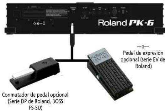 ROLAND PK6 - Conectar un pedal de expresión o un commutador de pedal optional al PK-6 - 1