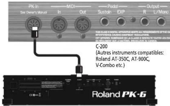 ROLAND PK6 - Connexion du pk-6 avec un câble PK - 1