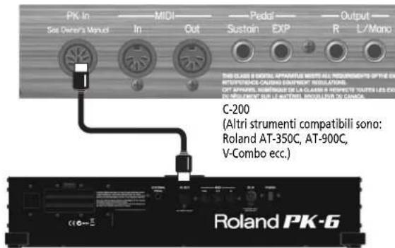 ROLAND PK6 - Collegare la PK-6 ad uno strumento esterno con il suo cavo PK - 1