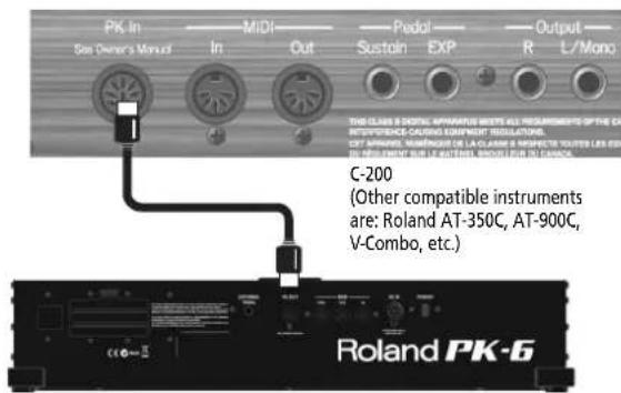 ROLAND PK6 - Connecting the PK-6 to an external instrument with its PK cable - 1