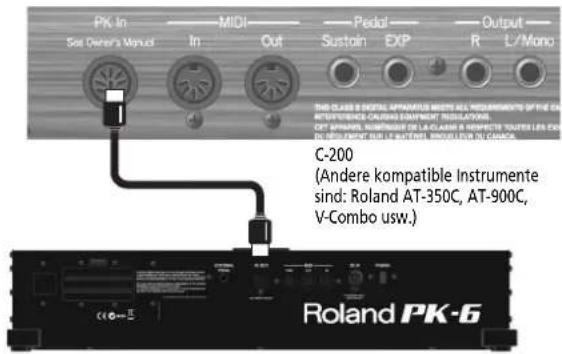 ROLAND PK6 - Anschlieben des PK-6 mit dem PK-Kabel - 1