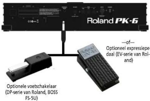 ROLAND PK6 - Aansluiten van een optioneel expressiepedaal of een voetschakelaar - 1