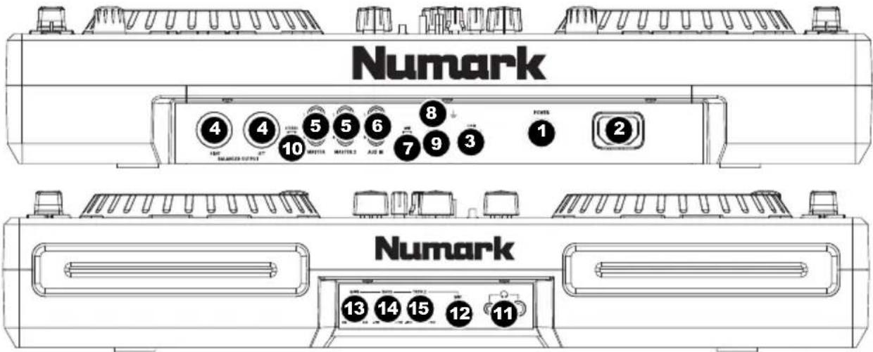 NUMARK Mixdeck Express - Rückseite und Vorderseite - 1