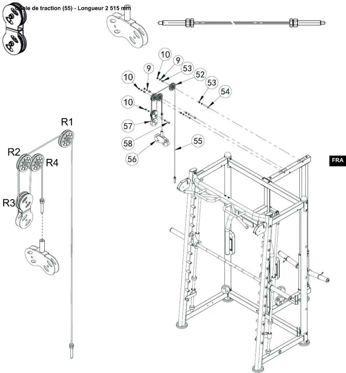 Maxxus Multipresse 9.1 - Poulie double parallele (57) Poulie double avec fixation (56) - 1