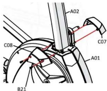 Maxxus CX 4.3F Crosstrainer - Etape 11 : Assemblage des éléments de protection de la tige de guidon - 1