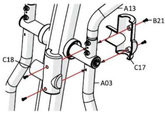 Maxxus CX 4.3F Crosstrainer - Etape 11 : Assemblage des éléments de protection de la tige de guidon - 2