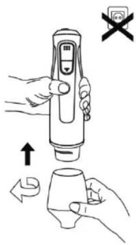 Diagram showing hand positioning of a digital device with an 'No' symbol and directional arrows indicating movement or change.