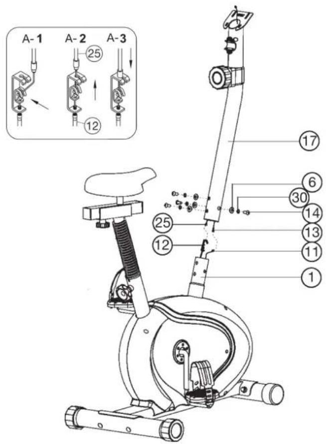 Christopeit CL 3 - Step 4: Installation of handlebar support (17) at main frame (1). - 1