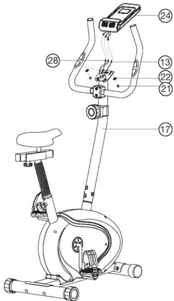 Christopeit CL 3 - Step 6: Installation of the computer (24) at handlebar support (17). - 1