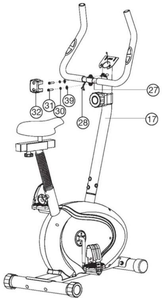 Christopeit CL 3 - Etape n° 5: Montage du guidon (27) sur le tube support de guidon (17). - 1