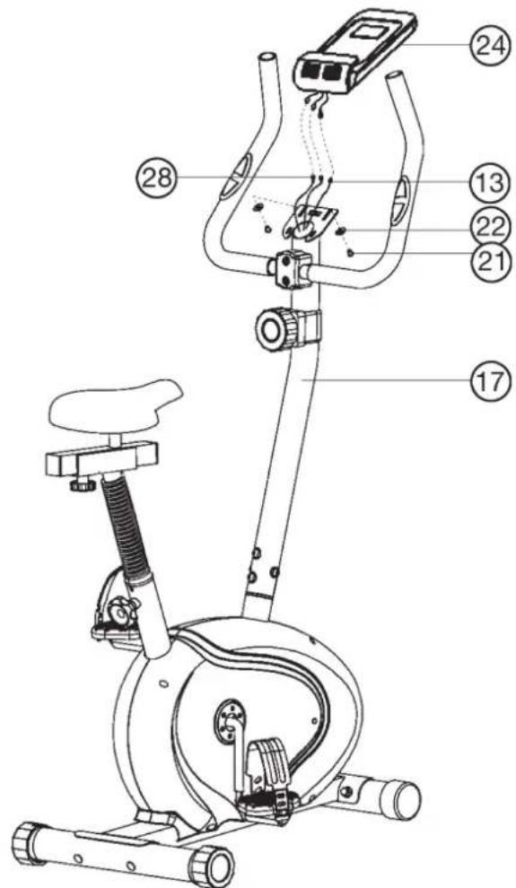 Christopeit CL 3 - Etape n° 6: Assemblage de l'ordinateur (24) sur le tube de guidon (17). - 1