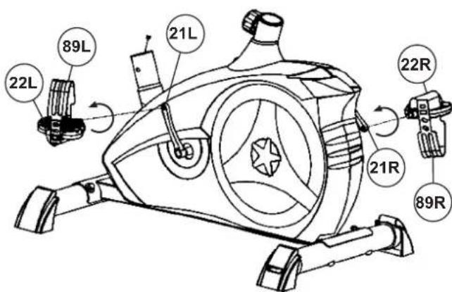 Christopeit AL 2 - Attach the pedals (22L+22R) at pedal crank (21L+21R). - 1