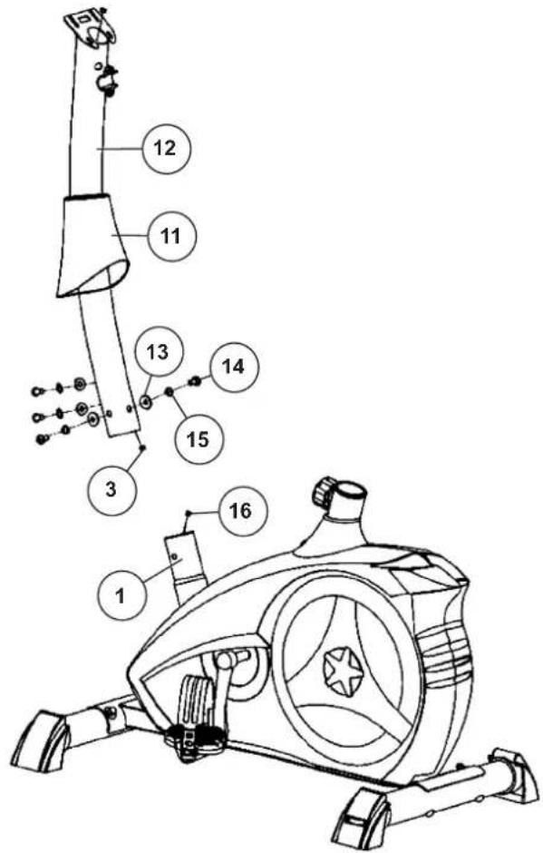 Christopeit AL 2 - Attach the front post (12) at main frame (1). - 1
