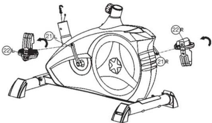 Christopeit AL 1 - Step 2: Attach the pedals (22L+22R) at pedal crank (21L+21R). - 1