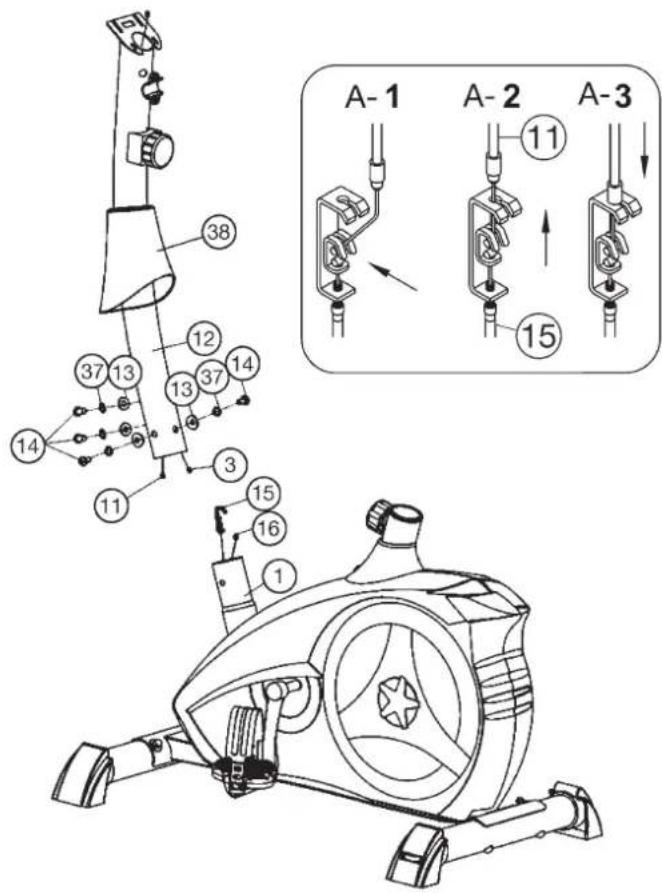 Christopeit AL 1 - Step 3: Attach the front post (12) at main frame (1). - 1