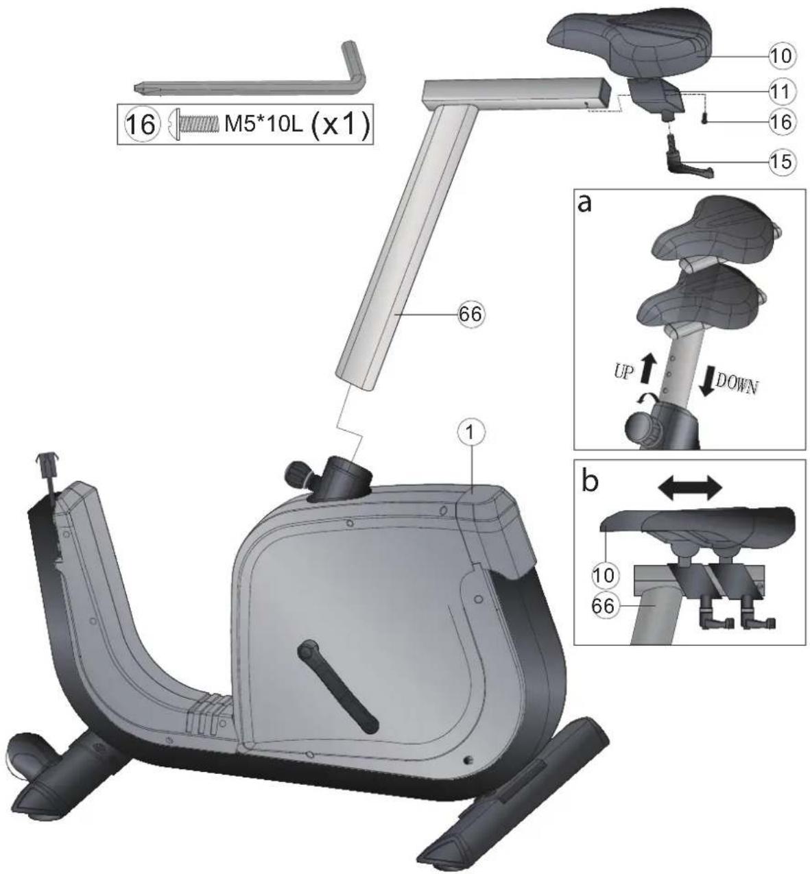 Cardiostrong BX70i - Étape 2: Montage de la selle et du tube de selle - 1