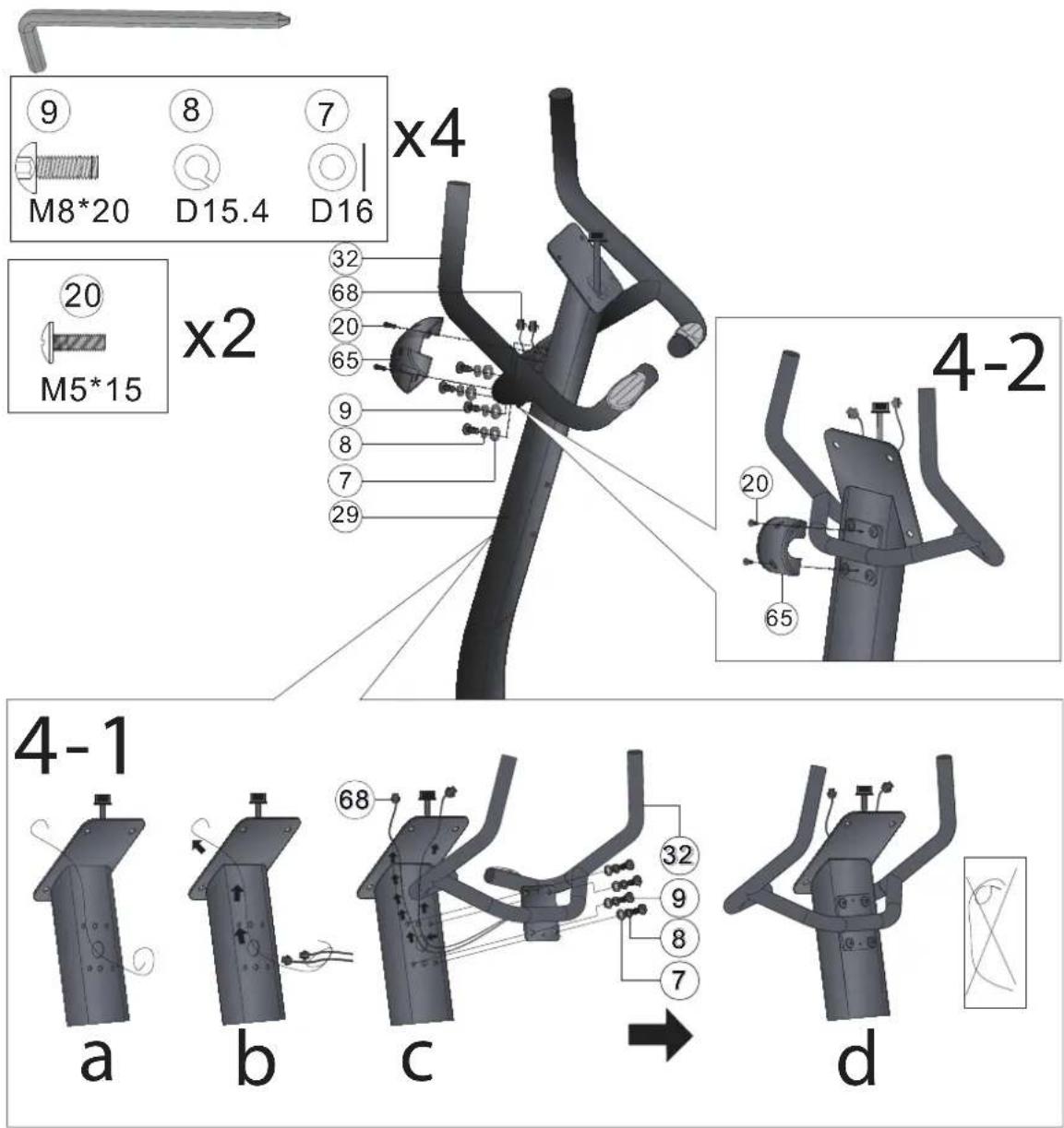 Cardiostrong BX70i - Étape 4 : Montage du guidon - 1
