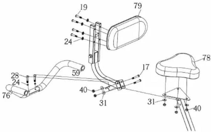 Capital Sports Azura 2 - Step 5: Install the Saddle, Seat Back Cushion and the Back Handlebar - 1