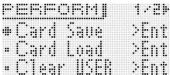 CASIO XWP1 - Utilisez les touches 16 haut (A) et bas (V) pour amener le curseur de selection d'elément (●) sur « Card Save » (ou « Save » si vous voulez sauvegarder toutes les données), puis appuyez sur 16 ENTER. - 1