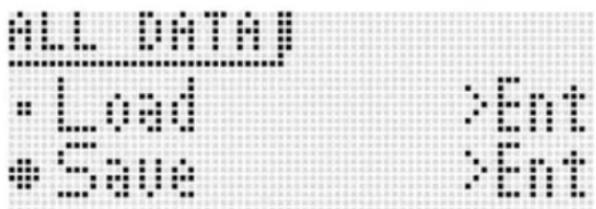 CASIO XWP1 - Utilisez les touches 16 haut (A) et bas (V) pour amener le curseur de selection d'elément () sur « ALL Data», puis appuyez sur 16 ENTER. - 1
