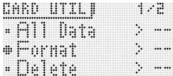CASIO XWP1 - Utilisez les touches 16 haut (A) et bas (V) pour amener le curseur de selection d'elément (●) sur « Format » - 1