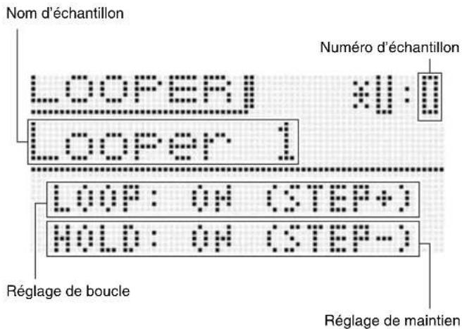CASIO XWG1 - Maintenez ⑫ REC enfoncé jusqu'à ce que l'écran de sélection d'échantillon suivant apparaisse sur l'afficheur. - 1