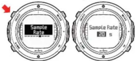SUUNTO D6i - Réglage de la fréquence de mémorisation - 1
