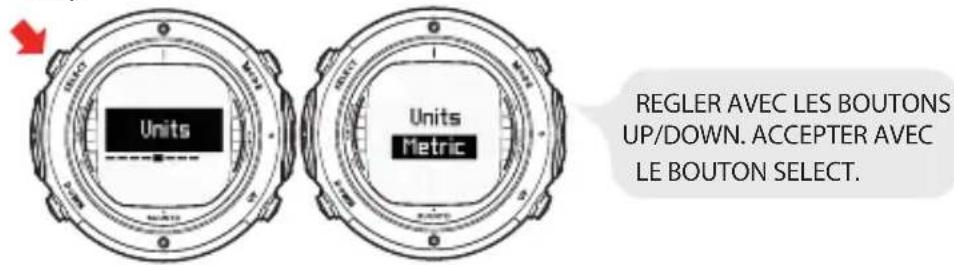 SUUNTO D6i - Réglage des unités - 1