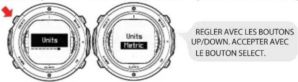 SUUNTO D6i - Réglage des unités - 1