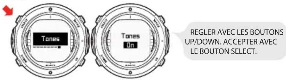SUUNTO D6i - Réglage des sons - 1