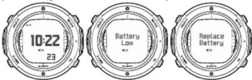 SUUNTO D6i - Indicateur du niveau de pile - 1