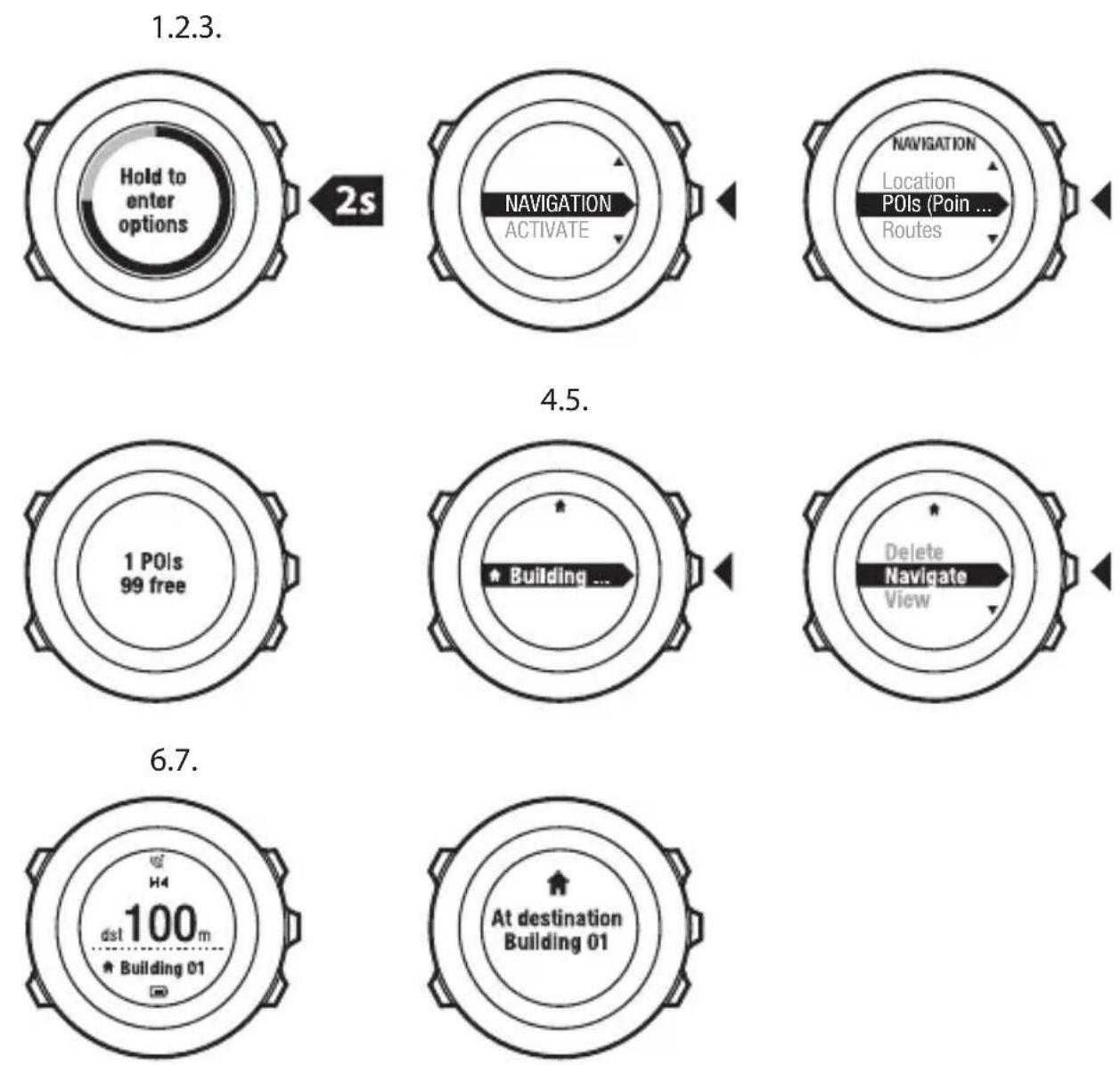 SUUNTO AMBIT2 R 1.0 - Navigation vers un point d'intérêt (POI) - 1