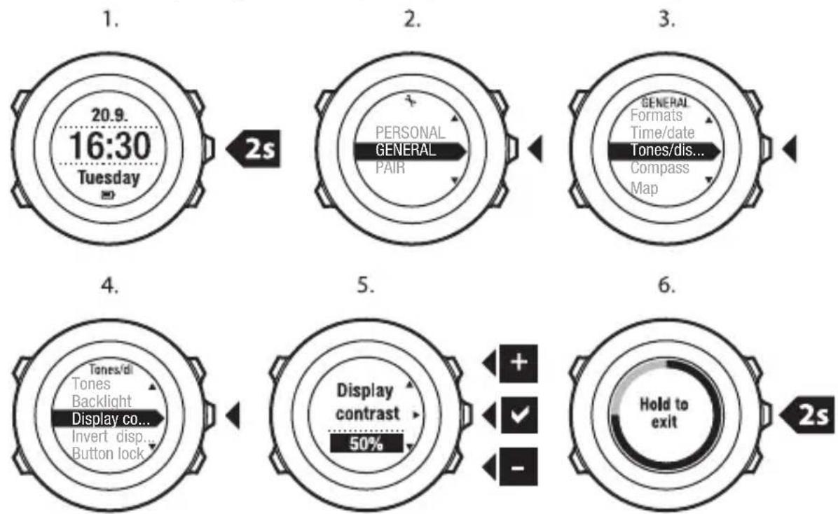 SUUNTO AMBIT2 R 1.0 - Réglage du contraste de l'affichage - 1