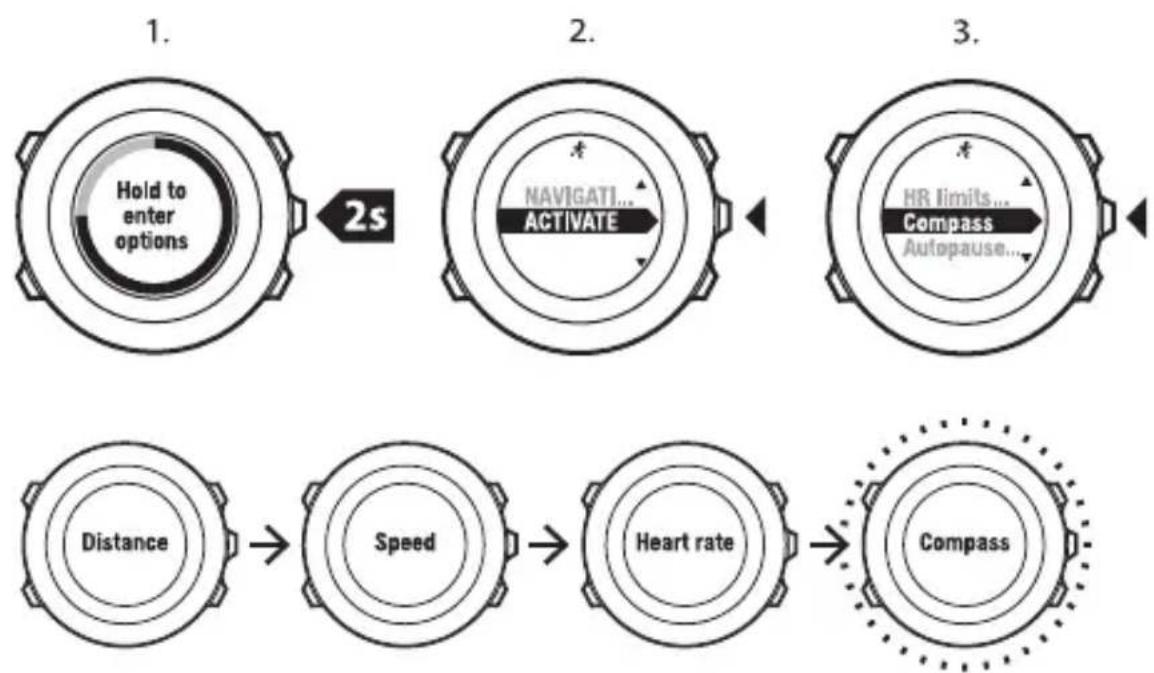 SUUNTO AMBIT2 R 1.0 - Utilisation de la boussole pendant l'exercice - 1