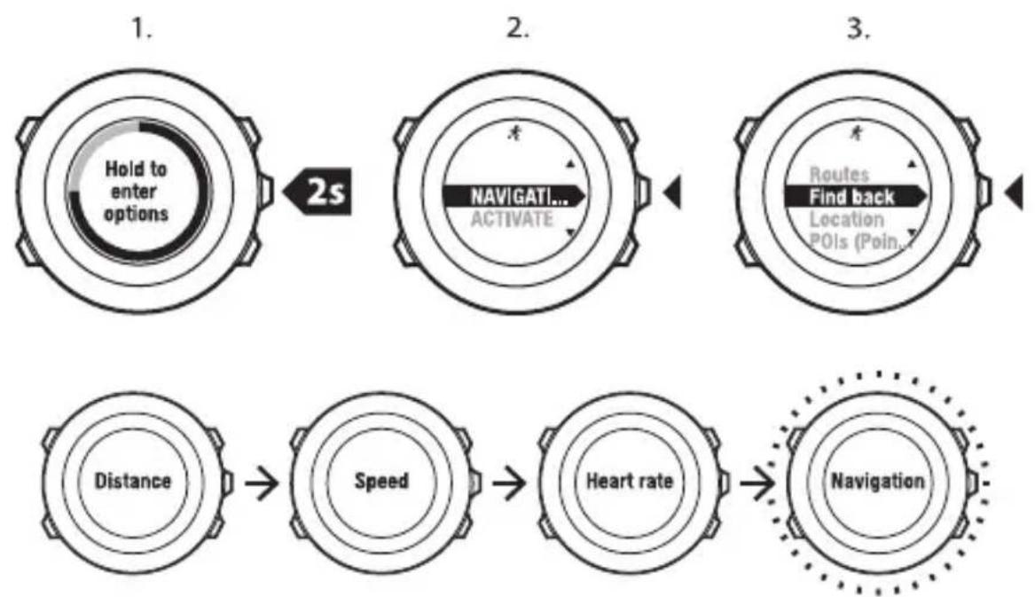 SUUNTO AMBIT2 R 1.0 - Retrouver le chemin de retour pendant l'exercice - 1