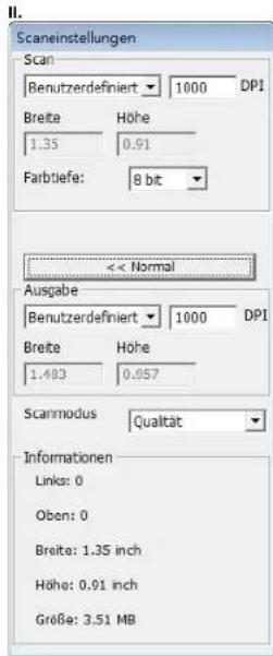 Reflecta CrystalScan 7200 - Scaneinstellungen (schwebende Fenster) - 2