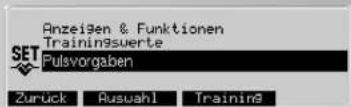 KETTLER Unix EX - Vorgaben > 3. Pulsvorgaben - 1
