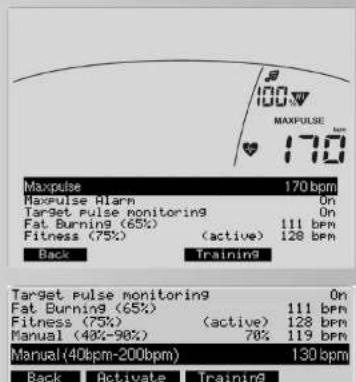KETTLER Unix EX - Presetting - 3. Puls indstillinger - 2