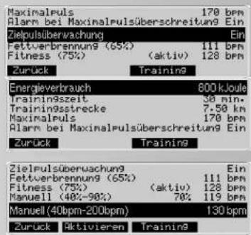 KETTLER Unix EX - Wysilek (recznie) > Aktualne wartosci zadane - 1