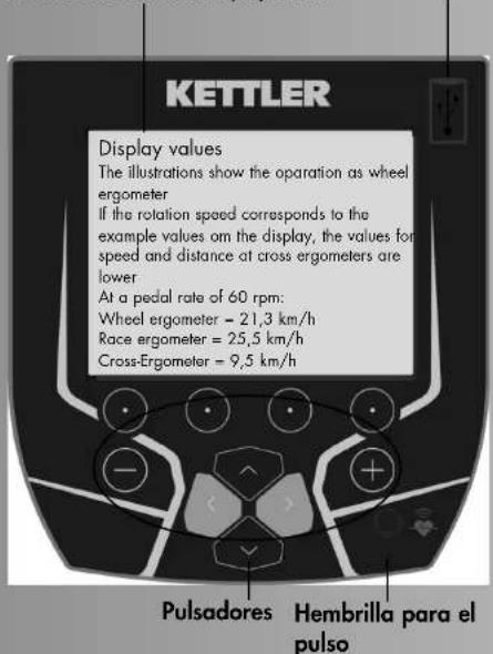 KETTLER Unix EX - Área de visualización/Display USB-A - 1