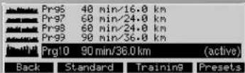 KETTLER Unix EX - Programas -> Perfiles de rendimiento (fijo) - 2