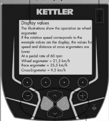 KETTLER Unix EX - Área de indicatoração/Display USB-A - 1